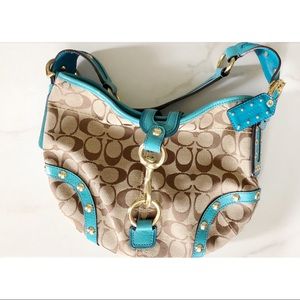 NWOT Coach Signature Hobo Tan/Turquoise Bag